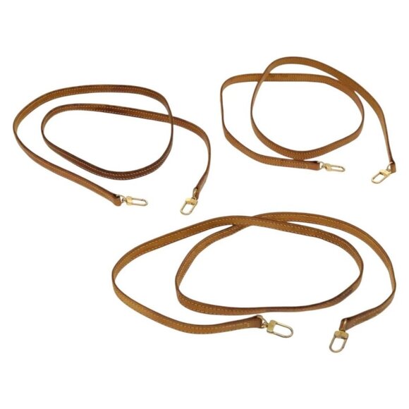 LOUIS VUITTON Shoulder Strap Leather 3Set Beige - Picture 1 of 16